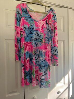 NWT Lilly Pulitzer Marelle Dress S Pretty in Pink Floral Long Sleeve MSRP $168